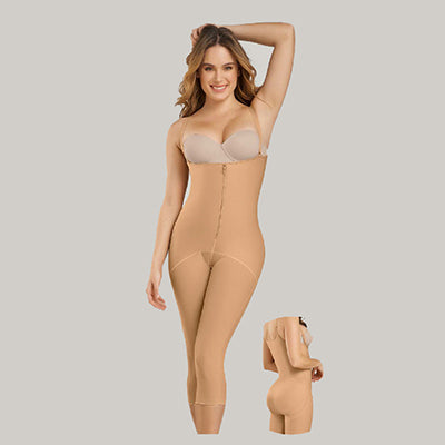 Hook-and-Zip Mid-Calf Sculpting Body Shaper - Leonisa