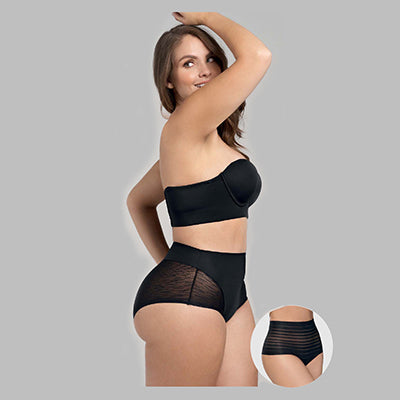 High-Waisted Sheer Lace Shaper Panty - Leonisa